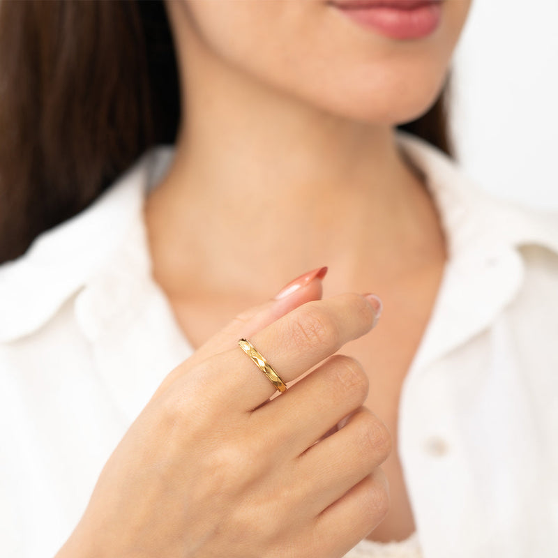 Dainty Hammered Band Spinning Fidget Ring