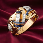 Vintage Gold Blue Zirconia Ring